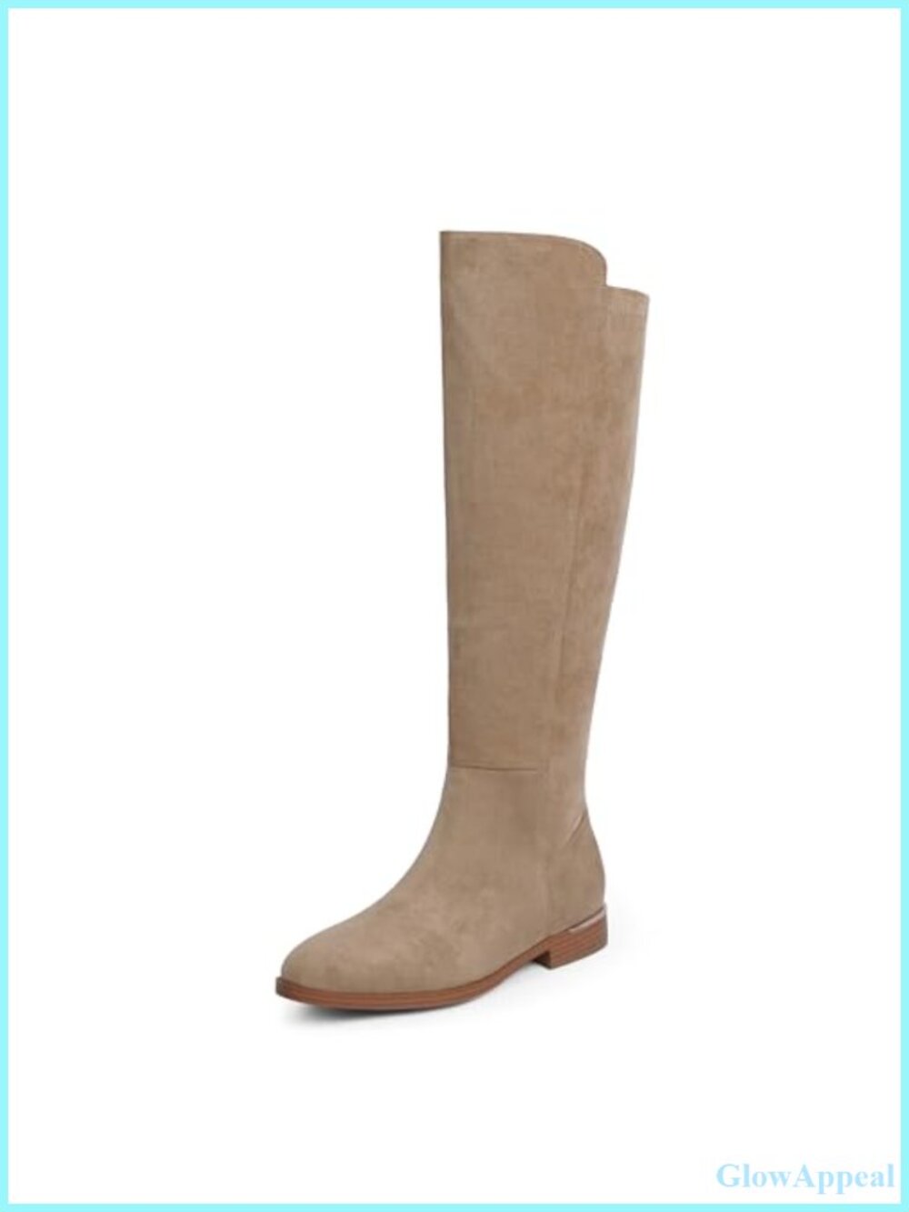 Rounded Toe Flat Stretchy Knee High Boots Side Zipper Faux Suede